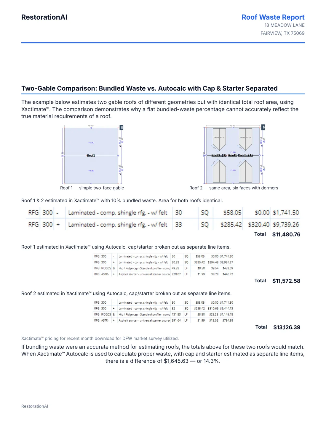 Fictional Roof Waste Report sample page 4 of 6