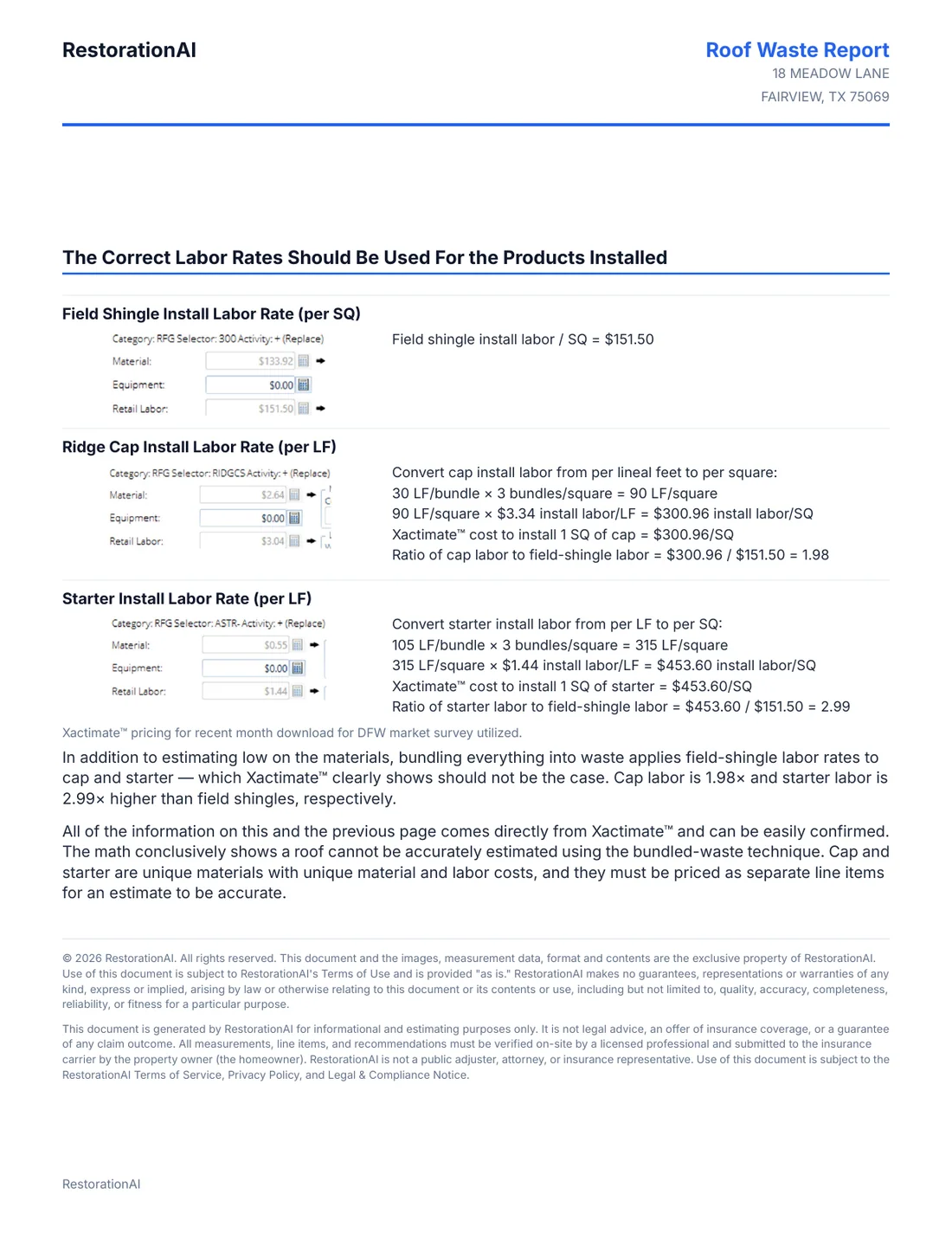 Fictional Roof Waste Report sample page 6 of 6